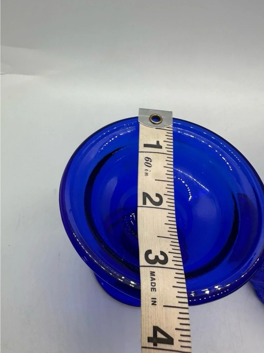 Cobalt Blue Glass Fairy Lamp Light 2pc embossed glass flowers Vintage